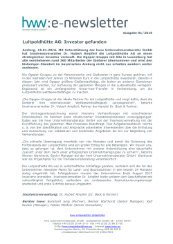 hww e-Newsletter 01/2016: Luitpoldhütte AG