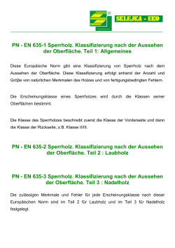 PN - EN 635-1 Sperrholz. Klassifizierung nach der Aussehen der