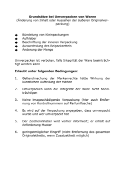 Grunds&auml;tze bei Umverpacken von Waren \(&Auml;nderung von Inhalt