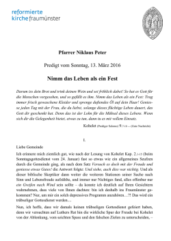 Koh 9.7-10 - Nimm das Leben als ein Fest