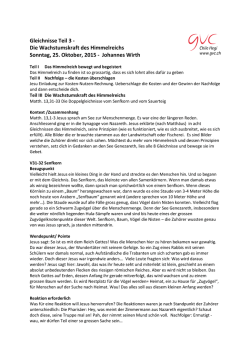 Die Wachstumskraft des Himmelreichs Sonntag, 25
