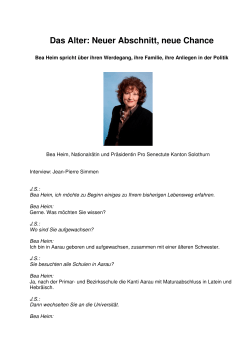 Interview Bea Heim - Pro Senectute Solothurn