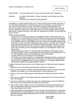 Gossau und Boppelsen, 8. Februar 2016 KR
