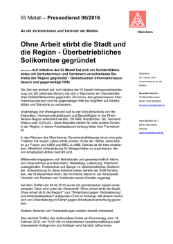 Ohne Arbeit stirbt die Stadt und die Region