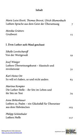 Inhalt I. Dem Luther aufs Maul geschaut