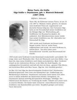 Meine Tante, die Gräfin Olga Gräfin v. Oeynhausen, geb. v. Wantoch