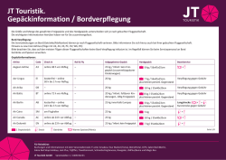 JT Touristik. Gep&auml;ckinformation / Bordverpflegung