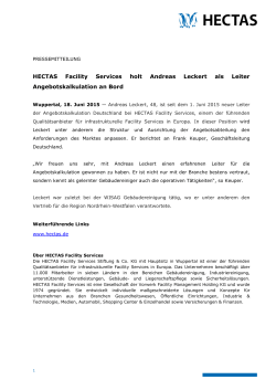 HECTAS Facility Services holt Andreas Leckert als Leiter