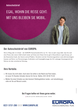 EGAL, WOHIN DIE REISE GEHT: MIT UNS BLEIBEN SIE MOBIL.