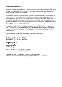 Heldenmarkt & ExtraVurst &bdquo;Egal war gestern!&ldquo; lautet am 09./10. April