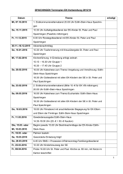 1 SPAICHINGEN Terminplan EK-Vorbereitung 2015/16 Datum