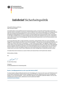 Infobrief Sicherheitspolitik, Ausgabe 7/2015 vom 27. Oktober 2015