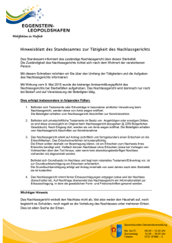 Hinweisblatt zur T&auml;tigkeit des Nachlassgerichtes