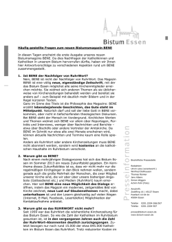 H&auml;ufig gestellte Fragen zum neuen Bistumsmagazin