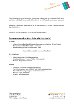 Zerspanungsmechaniker – Fräsen/Drehen ( m/w )