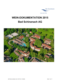 WEIN-DOKUMENTATION 2015 Bad Schinznach AG