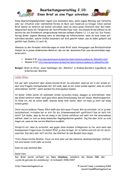 einen Brief an eine Figur im Buch schreiben