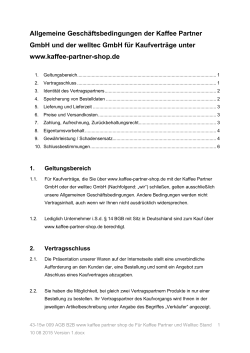 Allgemeine Geschäftsbedingungen der Kaffee Partner GmbH und