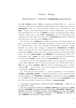 Hermann Bausinger Brauchtradition — Erhaltung, Veränderung