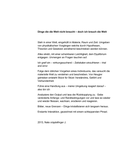 Dinge die die Welt nicht braucht &ndash; doch ich brauch die Welt Steh in