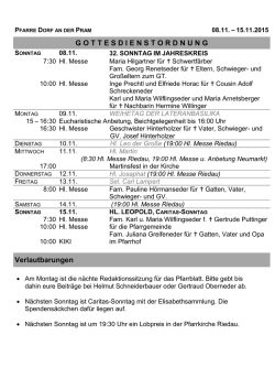 gottesdienstordnung - Pfarre Dorf an der Pram
