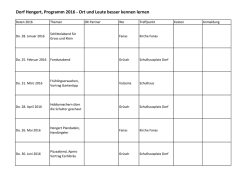 Dorf Hengert, Programm 2016 - Ort und Leute besser kennen lernen