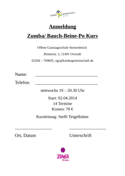 Anmeldung Zumba/ Bauch-Beine