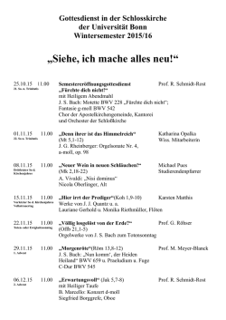 Gottesdienste im WS 15/16 - Evangelisch