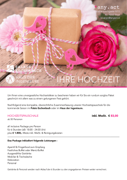 IHRE HOCHZEIT - Palais Eschenbach