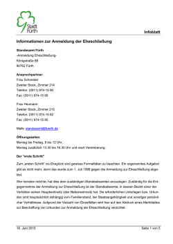 Informationen zur Anmeldung der Eheschlie&szlig;ung