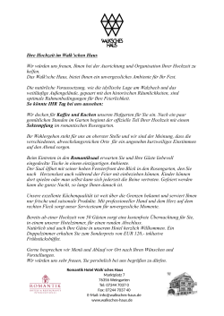 Ihre Hochzeit im Walk`schen Haus Wir w&uuml;rden uns freuen, Ihnen bei