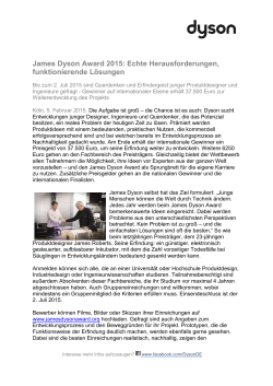 James Dyson Award 2015: Echte Herausforderungen