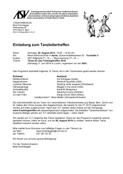 Einladung zum Tanzleitertreffen - Arbeitsgemeinschaft Schweizer