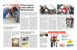Graue Haare unter offener Motorhaube