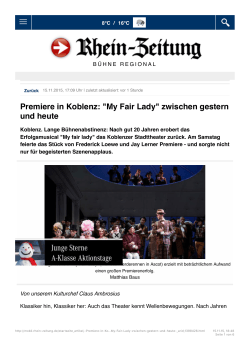 Premiere in Koblenz: "My Fair Lady" zwischen gestern und heute