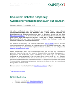 Securelist - Kaspersky Lab – Newsroom Europe.
