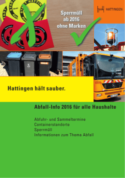 Hattingen h&auml;lt sauber.