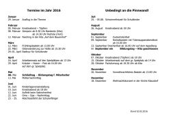 Termine im Jahr 2016 Unbedingt an die Pinnwand!