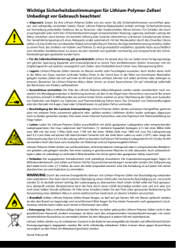 Wichtige Sicherheitsbestimmungen für Lithium-Polymer