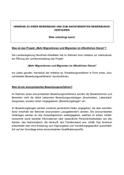 HINWEISE ZU IHRER BEWERBUNG UND ZUM