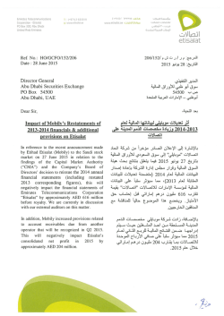 Impact of Mobily Restatement of 2013-2014 Financials