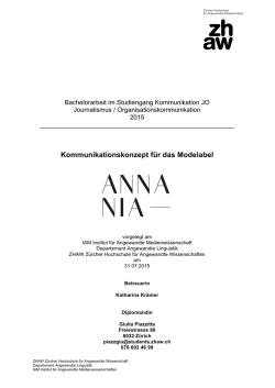 Kommunikationskonzept für das Modelabel