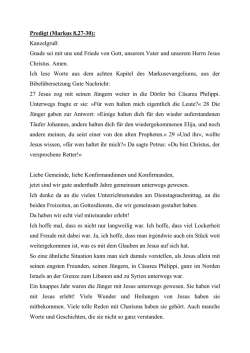 Predigt (Markus 8,27-30): Kanzelgru&szlig;: Gnade sei mit uns und Friede