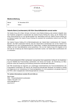 (Liechtenstein) AG führt Geschäftsbetrieb normal weiter