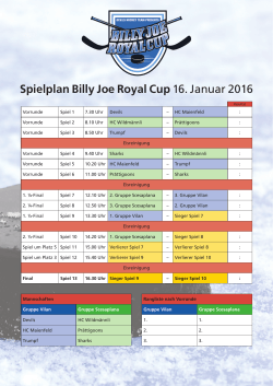 Spielplan Billy Joe Royal Cup 16. Januar 2016