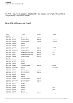 Hier finden Sie unseren Spielplan. Bitte