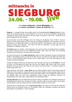 Siegburg live, Ankündigung, 12.05.2015