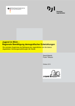 Jugend im Blick &ndash; Regionale Bew&auml;ltigung demografischer
