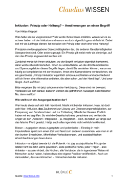 Inklusion: Prinzip oder Haltung? – Annäherungen