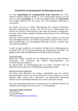 Ehrenamtliche zur Unterst&uuml;tzung bei der Wohnungssuche gesucht
